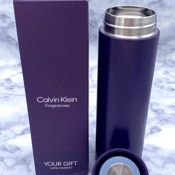 Calvin Klein Fragrances Water Bottle,Purple,Stainless Steel,Boxed,8 x 2 inch-NEW - Picture 3 of 11